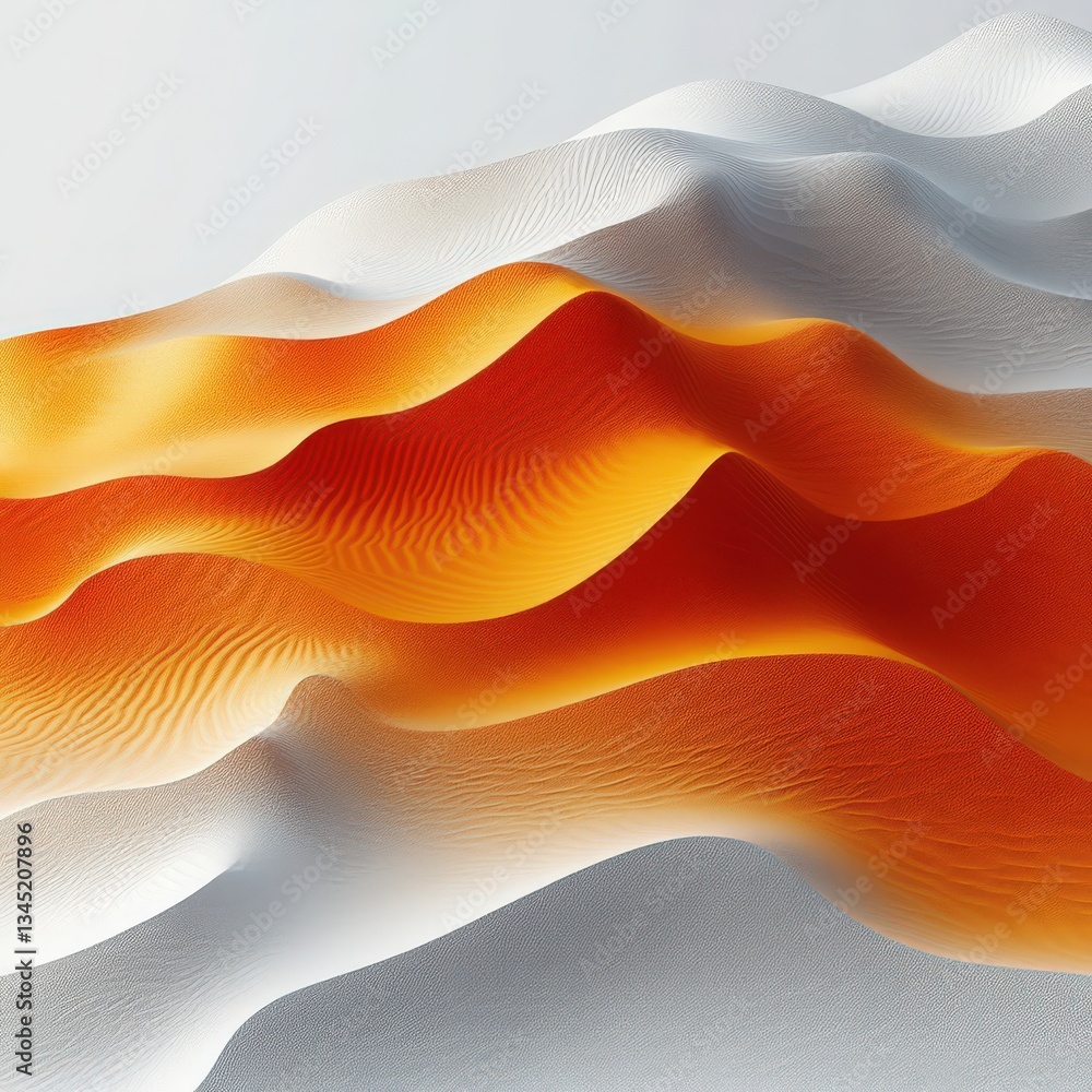 Poster abstract rendition featuring undulating forms in gradient hues, blending modern design