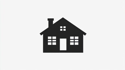 Fototapeta premium Simple Silhouette of a House, Front View, Flat Design, Graphic, Icon, for Use in Websites, Apps, or Presentations