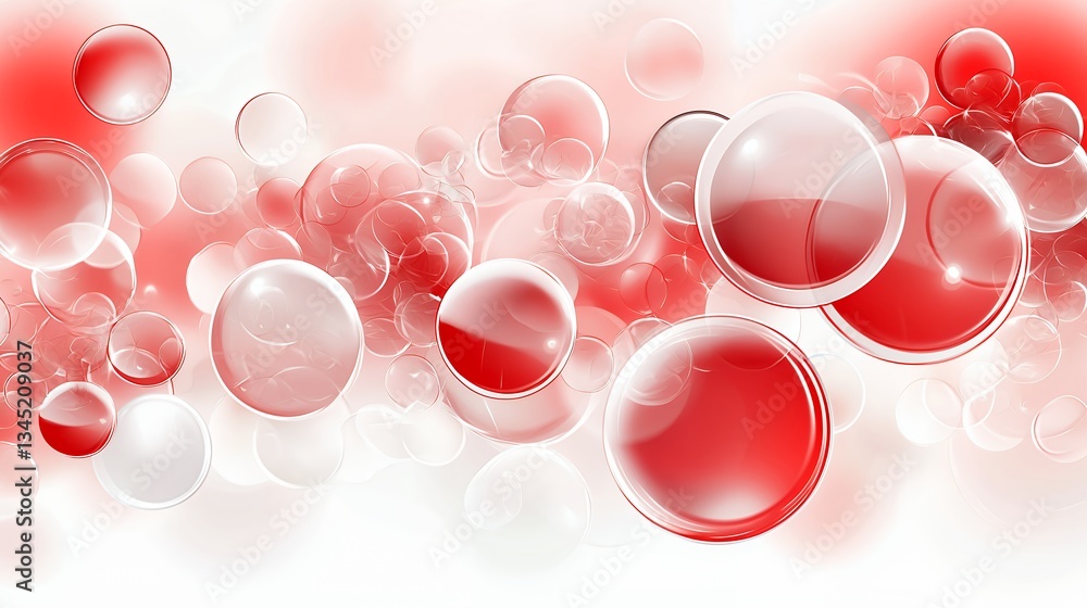 Aufkleber abstract red and white bubbles floating on soft background