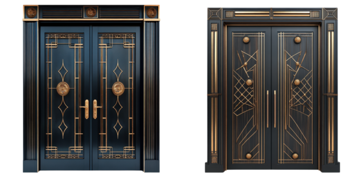 Elegant Art Deco Double Doors with Unique Geometric Patterns
