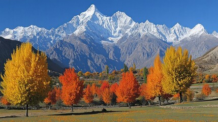 A trek through Pakistans Hunza Valley with snow-capped peaks and apricot trees 