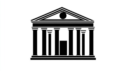 Fototapeta premium Simple black and white ancient building graphic