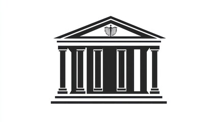 Obraz premium Classic Building Silhouette, Greek Style Architecture, Vector Image, Graphic Design, Ideal for Branding, Educational Materials, or Print