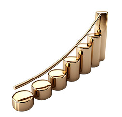Business growing graph icon Gold colour 3D object High quality photo