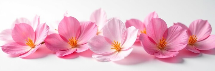 Fototapeta premium delicate petals unfolding on a pure white surface, white background, floral