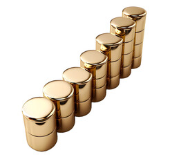 Business growing graph icon Gold colour 3D object High quality photo