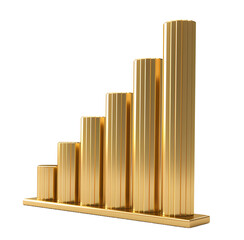 Business growing graph icon Gold colour 3D object High quality photo
