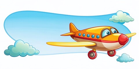 Airplane Clipart with Banner: Right-Positioned Aircraft and Empty Space for Text