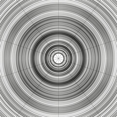 Concentric circular pattern. Black and white lines. Optical geometric illusion. Vector abstract art.