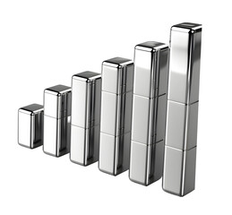 Business growing graph icon Silver colour 3D object High quality photo