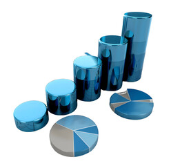 Business growing graph icon Blue colour 3D object on white background High quality photo