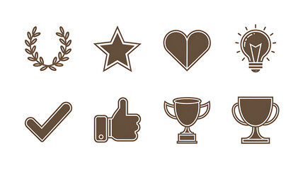 Award icons Success symbols Vintage style Flat design Achievement graphic elements