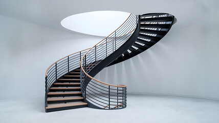Modern spiral staircase minimalist design light-filled interior