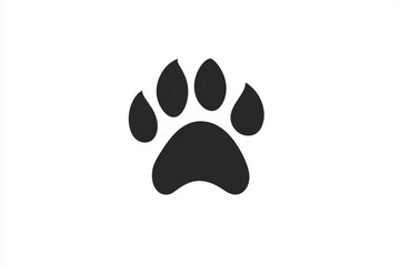 Isolated black paw print on a plain white background