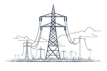 Black and White Art of Power Lines and Transmission Towers -