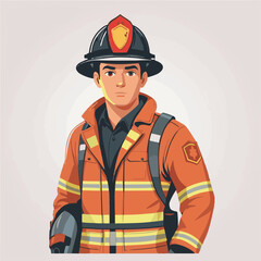 fireman, safety, emergency, firefighter, danger, rescue, fire, man, fighter, uniform, equipment, protection, helmet, service, flame, burn, water, profession, extinguisher, vector, red, hose, backgroun