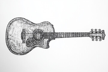 Abstract line art drawing of an acoustic guitar on white