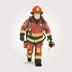 fireman, safety, emergency, firefighter, danger, rescue, fire, man, fighter, uniform, equipment, protection, helmet, service, flame, burn, water, profession, extinguisher, vector, red, hose, backgroun