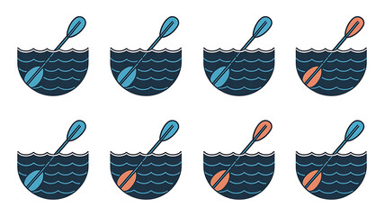 Water sports seamless pattern Kayaking or canoeing motif Simple stylized design