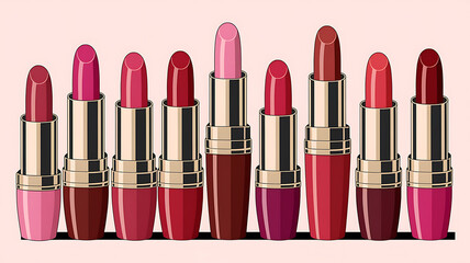 Row of various shades of lipstick