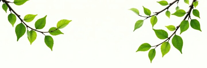 Naklejka premium Branches with green leaves isolated on white background, isolated, branches