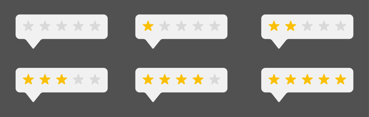 One to five star rating, rate us, review vector icon set isolated on grey background. Customer feedback concept. Vector illustration