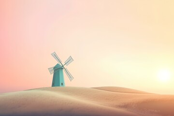 Obraz premium windmill at sunset