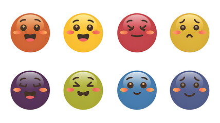 Fototapeta premium Colorful round emoticons with various expressions. 