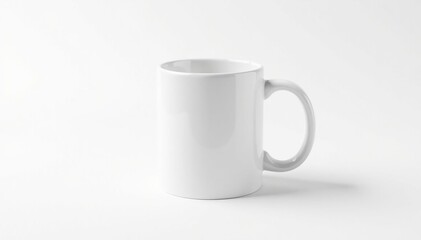 Fototapeta premium One white ceramic mug isolated on white background, isolated, photography