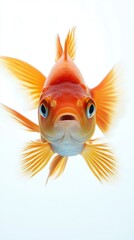 Fototapeta premium A close-up front view of a goldfish in the ocean