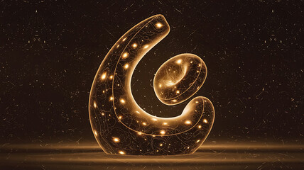 Golden abstract form intricate design glowing lines cosmic aesthetic