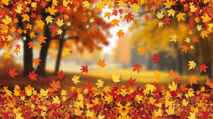 Autumn leaves falling vibrant colors nature background seasonal image