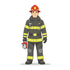 fireman, safety, emergency, firefighter, danger, rescue, fire, man, fighter, uniform, equipment, protection, helmet, service, flame, burn, water, profession, extinguisher, vector, red, hose, backgroun