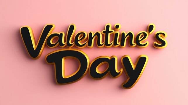 Valentine's day 3d text design on soft pink background