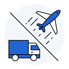 Standard and express shipping, Quick delivery service, Flexible shipping options, Reliable logistics. Vector Editable Stroke Icon.