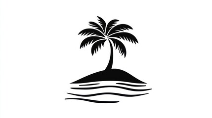 Simple black and white tropical island graphic