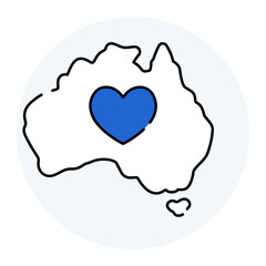 Proud to be Australian owned, Local business identity, Australian brand, National business pride. Vector Editable Stroke Icon.