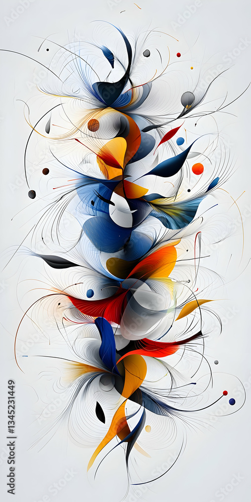 Poster abstract colorful composition with dynamic fluid shapes and vibrant hues