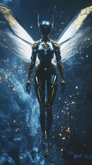 Naklejka premium Full-length portrait of robotic fairy