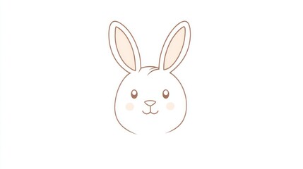 Cute cartoon rabbit face, simple line art, perfect for children's book, illustration, or social media