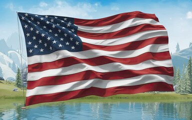 Luxury American Flag with Ultra-Realistic Waves, Perfectly Detailed 3D Fabric, and a High-Resolution Rendering for Elegant Patriotic Backgrounds