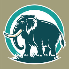 Fototapeta premium Vintage Silhouette of a Majestic Mammoth in a Timeless Landscape