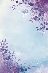 Obraz premium A cute blank page border with a purple and white color scheme, featuring simple doodles of dots and flowers along the edges