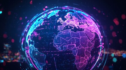 Obraz premium Futuristic Abstract Earth Globe Digital Network Visualization
