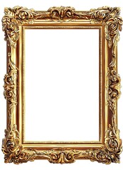 A golden rectangular frame with decorative borders on a white background