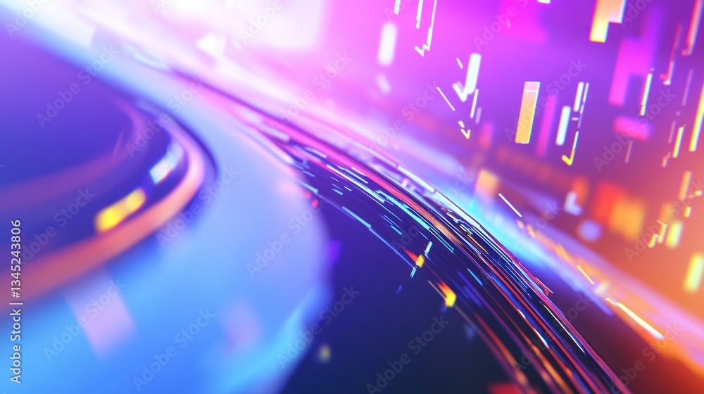 Poster abstract background with glowing streaks and geometric shapes creating a futuristic vibe