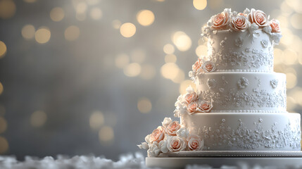 un pastel de boda o celebracion elegante para evento pastel decorado glaseado y adornado con flores