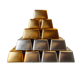 Business growing graph icon Gold and Silver colour 3D object on white background High quality photo