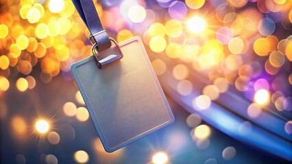 Bokeh Name Tag Design Mockup: Blurred Background, Elegant Typography