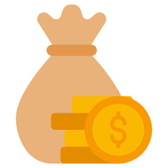 Money Bag Flat Design Style Icon, Banking And Financial Concept